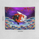 Houselerax Japanese Koi Fish Tapestry, Yin Yang Big Wave Cherry Blossom Tapestries Wall Hanging for Bedroom Living Room Office Decor 40"x30" by CozyNest Decor