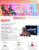 2PM SPORTS Vinal Girls Adjustable Flashing Inline Skates, All Wheels Light Up, Fun Illuminating Skates for Kids Men Adult Women and Boys by TinyTreasures Baby Boutique