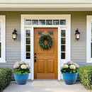 15" H Large Flower Pots, Set of 2 Plastic Planters for Outdoor Plants with Gradient Blue Finish and 3D Textures, Weather-Resistant for Porch, Garden, Patio or Indoor Use by CozyNest Decor
