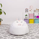 Posh Creations Cute Soft and Comfy Bean Bag Chair for Kids, Large, Animal - White Unicorn by TinyTreasures Baby Boutique