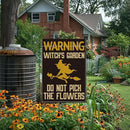 Witch's Funny Garden Flag Do Not Pick the Flowers Sign Plant Lover Gift Small Double Sided Burlap art Stained Glass Style Garden Flags 12 x 18 Inch for Outside by GreenHaven Gardens