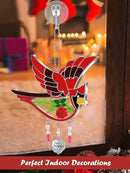 KY&BOSAM Cardinal Suncatcher I Love You Mom Glass Hangings for Windows Wind Chime Ornament with Hand Painted Real Flower and Metal Heart Charm Birthday Gifts for Women Mom Mother's Day by GreenHaven Gardens