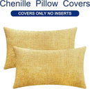 CaliTime Throw Pillow Covers Decorative 12 X 20 Inches Pack of 2 Cozy Chenille Cushion Cases for Couch Sofa Bed Living Room Home Gold by CozyNest Decor