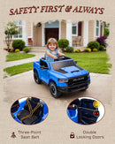 12V Kids Electric Vehicles, Licensed Ram 1500 RHO Kids Ride on Truck with Remote Control, Ride on Car for Children with Smooth Start, Truck Bed Storage, Bluetooth, Aux Port (Blue) by TinyTreasures Baby Boutique