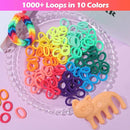 IQBOX Bracelet Making Kit Arts and Crafts for Girls Ages 8-12, Weaving Loom Rainbow Bands DIY Toys Birthday Gifts for Kids 6 7 9 10 11 13 Year Old, 1000+ Elastic Cloth Rubber Band Fabric Loops by TinyTreasures Baby Boutique