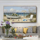amatop Giant Framed Beach Wall Art Large Nautical Seaside Canvas Print Flower Boat Ocean Horizontal Landscape Picture Sea Birds Artwork for Coastal Farmhouse Living Room Bedroom Office Decor 58×29 Inch by CozyNest Decor