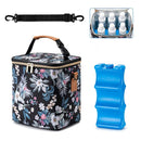 Breastmilk Cooler Bag with Ice Pack Fits 6 Baby Bottles Up to 9 Ounce, Baby Bottle Bag with Shoulder Strap for Nursing Mom Daycare, Floral by TinyTreasures Baby Boutique