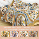 Boho Throw Blanket for Bed - 100% Pure Cotton Ultra Soft Rustic Quilt - Farmhouse Decor Bed Blankets, All Season Rustic Throw for Sofa Couch Chair(60"×80", Floral) by CozyNest Decor