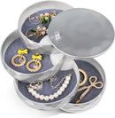 CONBOLA Travel Jewelry Case Box, Small Jewelry Organizer Earring Holder for Women, 5-Layer Rotating Jewelry Storage Tray with Lid for Bracelets Rings Bracelets by TinyTreasures Baby Boutique
