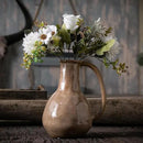 Brown Ceramic Vase with Big Handles, Modern Farmhouse Decor, Rustic Pottery for Flowers, Decorative Terracotta Centerpiece for Dining Table by GreenHaven Gardens