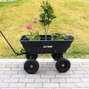 BILT HARD 4 Cu.Ft. 10" No-Flat Tires Poly Yard Dump Cart with 180° Rotating Handle, 600 lbs Capacity Heavy Duty Garden Carts and Wagons by GreenHaven Gardens