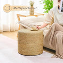 Handwoven Ottoman Pouf, Natural Seagrass Footstool, Round Braided Outdoor Seat with Sturdy Frame, Boho Accent Stool for Patio, Balcony, or Garden (Seagrass) by CozyNest Decor