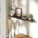 Fun Memories 48" Floating Shelves for Wall, Live Edge Solid Elm Wood Floating Shelf with Invisible Bracket, Wall Mounted Display Wooden Shelves for Bathroom, Kitchen, Bedroom, Walnut Color, Set of 1 by CozyNest Decor