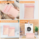 4 Piece Pink Small, Durable Organic Cotton Mesh Laundry Bag with Strong Zipper and Breathable Mesh, Delicate Laundry Bag for Underwear, Clothes, Pants and Socks by TinyTreasures Baby Boutique