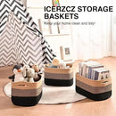 Storage Baskets for Shelves Organizing, Woven Cotton Rope Baskets for Storage, Book Basket, Towel Basket, 12.5"Lx9.1''Wx7.9''H (4 Packs) Gradient Black & Jute by CozyNest Decor