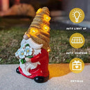 Outdoor Garden Gnomes Statue, Bee Flower Gnome Sculpture, with Solar LED Lights for Yard, Patio, Lawn Ornaments for Garden, Patio Gnome Gifts for Mom by CozyNest Decor