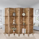 Room Divider with Shelves, Privacy Screen, Room Dividers and Folding Privacy Screens, 6 Panel Wood Temporary Wall Partition Separation Separator, Brown by CozyNest Decor