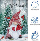 Heyfibro Welcome Christmas Garden Flag Winter Gnome Garden Flags 12x18 Double Sided Burlap Cardinals Snowflakes Snow Garden Yard Flags for Seasonal Outside Outdoor House Decoration (ONLY FLAG) by CozyNest Decor