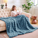 Lotus Karen Faux Fur Throw Blanket Sky Blue - Big Bubble Rabbit Fluff Blanket for Couch Bed Sofa,Softest Fluffy Fuzzy Cozy Blanket,Thick Furry Plush Shaggy Warm Blankets for Women,108x90 Inches by CozyNest Decor