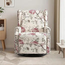 UIXE Swivel Rocker Manual Recliner Chair, Wingback Swivel Glider Fabric Nursery Reclining Sofa Chair, High Back Upholstered Arm Chair for Living Room Bedroom - Beige Floral by CozyNest Decor