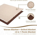 Genovega 2 in 1 Extra Large Outdoor Picnic Blanket Waterproof Woven Boho Mat Giant Beach Towel Travel Essential Yoga Accessories Park Patio Lawn Garden Grass Ground Music Festival Concert Must Have by TinyTreasures Baby Boutique