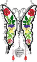 KY&BOSAM Butterfly Suncatcher Stain Glass Love You Forever Butterfly Sun Catcher for Windows Hanging Wind Chime Gifts for Women Grandma Mom Mother`s Day Valentine's Birthday Christmas Thanksgiving by GreenHaven Gardens