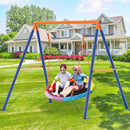 GIKPAL Saucer Swing with Stand for Kids Outdoor, 440lbs Swing Set with Heavy-Duty Metal Frame and Adjustable Ropes, Safe Waterproof Round Playset for Backyard Playground Park, Rainbow Color by TinyTreasures Baby Boutique