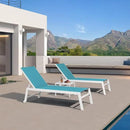 PURPLE LEAF Oversize Outdoor Chaise Lounge Set of 4 Outdoor White Aluminum Lounge Chairs with Side Table and Wheels Patio Lounge Chair for Yard Pool Deck, Turquoise by GreenHaven Gardens