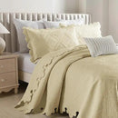 MarCielo 3-Piece 100% Cotton Oversized Bedspread Lightweight Quilt Coverlet Embroidery Farmhouse Bedding Set (Tk Beige Khaki, Oversized Queen (100"x106")) by CozyNest Decor