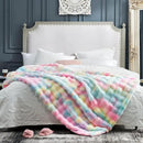 Cozy Bliss Faux Fur Throw Blanket for Couch, Fuzzy Soft Plush Thick Bubble Blanket for Sofa Bedroom Living Room, 60 * 80 Inches Tie-dye Rainbow by CozyNest Decor