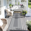 GENIMO Outdoor Rug Waterproof for Patio, 2.5'x8' Foldable Reversible Plastic Straw Runner Rugs and Carpet for Porch, Outside Area Mat for Rv, Deck, Picnic, Camper, Balcony, Beach, Grey & White by CozyNest Decor