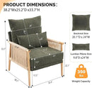 VINGLI Boho Braid Accent Armchairs Set of 2,Mid-Century Modern Chiars with Solid Wooden Armrest,Comfy Louge Cushion Chairs with Waist Pillow for Bedroom,Living Room,Reading Room, Dark Green by CozyNest Decor
