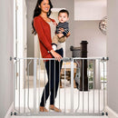 Regalo Easy Step 49-Inch Extra Wide Baby Gate, Includes 4-Inch and 12-Inch Extension Kit, 4 Pack of Pressure Mount Kit and 4 Pack of Wall Mount Kit, Platinum by TinyTreasures Baby Boutique