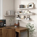 Axeman Floating Shelves for Wall - 40''W x 8'' D Rustic Solid Elm Wood Shelves for Storage, Wall Mounted Display Shelving with Invisible Heavy-Duty Metal Bracket (White Wash, 2PCs)