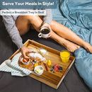 YOUEON 2 Pack Large Acacia Wood Serving Tray with Handles, 17x12 Inch Decorative Wood Trays for Serving Food, Party, Rectangle Ottoman Tray, Coffee Table Trays for Bed, Living Room, Kitchen by CozyNest Decor