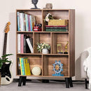 LEYAOYAO 7 Cube Bookshelf 3 Tier Modern Bookcase with Legs,Wood Book Shelves Storage Organizer Shelf,Free Standing Bookcases,Oak Display Bookshelves by CozyNest Decor