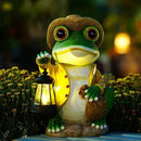 Large Frog Garden Statue, 13.3 Inches Tall, Resin Frog Decor with Solar Lantern for Outdoor Decoration and Housewarming by CozyNest Decor