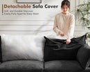 134.6" Modular Sectional Sofa, Oversized 4 Seater Couch with Removable Black Chenille Fabric Cover, Deep Seat & High Backrest for Living Room, Office & Apartment by CozyNest Decor