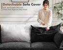 Oversized Accent Chair, Upholstered Modern Sofa Chair with Removable Backrest & Detachable Cover, 24.5" Deep Seat Large Reading Armchair for Living Room Bedroom Office - Chenille Black Set of 2 by CozyNest Decor