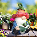 Garden Gnome Statue-Resin Gnome Figurine Hugging Turtle Reading Book with Solar LED Lights，Outdoor Summer Decorations for Patio Yard Lawn Porch,Garden Ornament Gift by CozyNest Decor