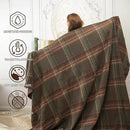 YOUR MOON 100% Pure Merino Wool Queen Size, Australian Organic Natural Wool Blanket, Hypoallergenic Wool Blanket for Bed, Medium Weight(Plaid Brown, 90 * 90) by CozyNest Decor
