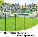 59 inch Outdoor Kinetic Wind Spinner, Double Blade Wind Sculpture with 5 Prong Base, Geometric Metal Windmill for Garden, Lawn & Patio Decoration (Blue Gold) by GreenHaven Gardens