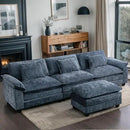URRED Modular Sectional Sofa Comfy Cloud Couch, Modern Chenille Sofa Sleeper Deep Seat Couches with Ottoman/Pillows for Living Room (Blue, 117''- L Shape) by CozyNest Decor