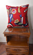 Kandinsky Red Abstract Pillow Cover Gegen Modern Pillowcase Scarlet Reds Abstract Chair Cushion Contemporary Pillow Farmhouse Pillows Couch Handembroidered Wool Size 18x18 by CozyNest Decor