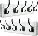 Dseap Coat Rack Wall: Patented, Heavy-Duty, 5-Double-Hooks Wooden Wall Mounted Coat Rack Coat Hanger Hook Rail for Winter Coats Hat Jacket Clothing, White & Black, Pack of 2 by CozyNest Decor