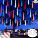 2-Pack 4th of July Lights Outdoor, 18 Tubes 432 LEDs Meteor Shower Lights Plug in, Patriotic String Lights Cascading Lighting for Inpendence National Memorial Day Garden Tree Decor(Red Blue and White) by GreenHaven Gardens