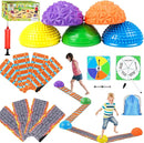Stepping Stones for Kids, Textured Balance Pods and Adventure Floor Mats Set with Game Spinner for Kids Adults, Obstacle Course Sensory Toys Great for Indoor Outdoor Play Family Fitness Fun by TinyTreasures Baby Boutique