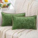 decorUhome Fall Chenille Soft Throw Pillow Covers 12x20 Set of 2, Lumbar Velvet Farmhouse Neutral Decorative Euro Pillow Covers with Stitched Edge for Couch Sofa Bed Home Decor, Forest Elf by CozyNest Decor