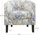 BELLEZE Living Room Chair, Linen Round Accent Barrel Chair, Club Tub Sofa Chair for Bedroom, Corner Chair with Flared Legs and Cozy Soft Padding - Highland (Blue Coral) by CozyNest Decor