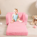 Kids Chairs for Toddler, 2-in-1 Toddler Soft Sherpa Couch Fold Out, Convertible Sofa to Lounger for Girls and Boys, Pink by CozyNest Decor